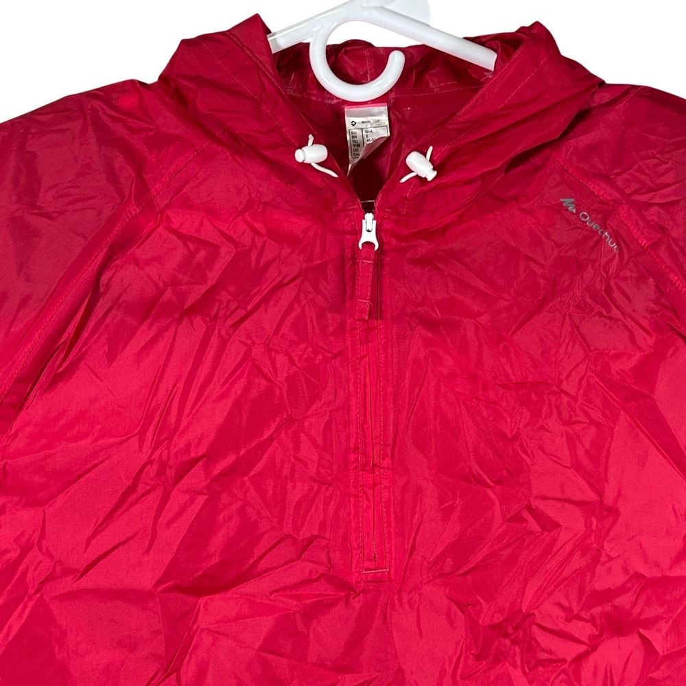 Quechua Oxylane Womens Red Quarter Zip Hooded Windbreaker‎ Jacket Size S/M